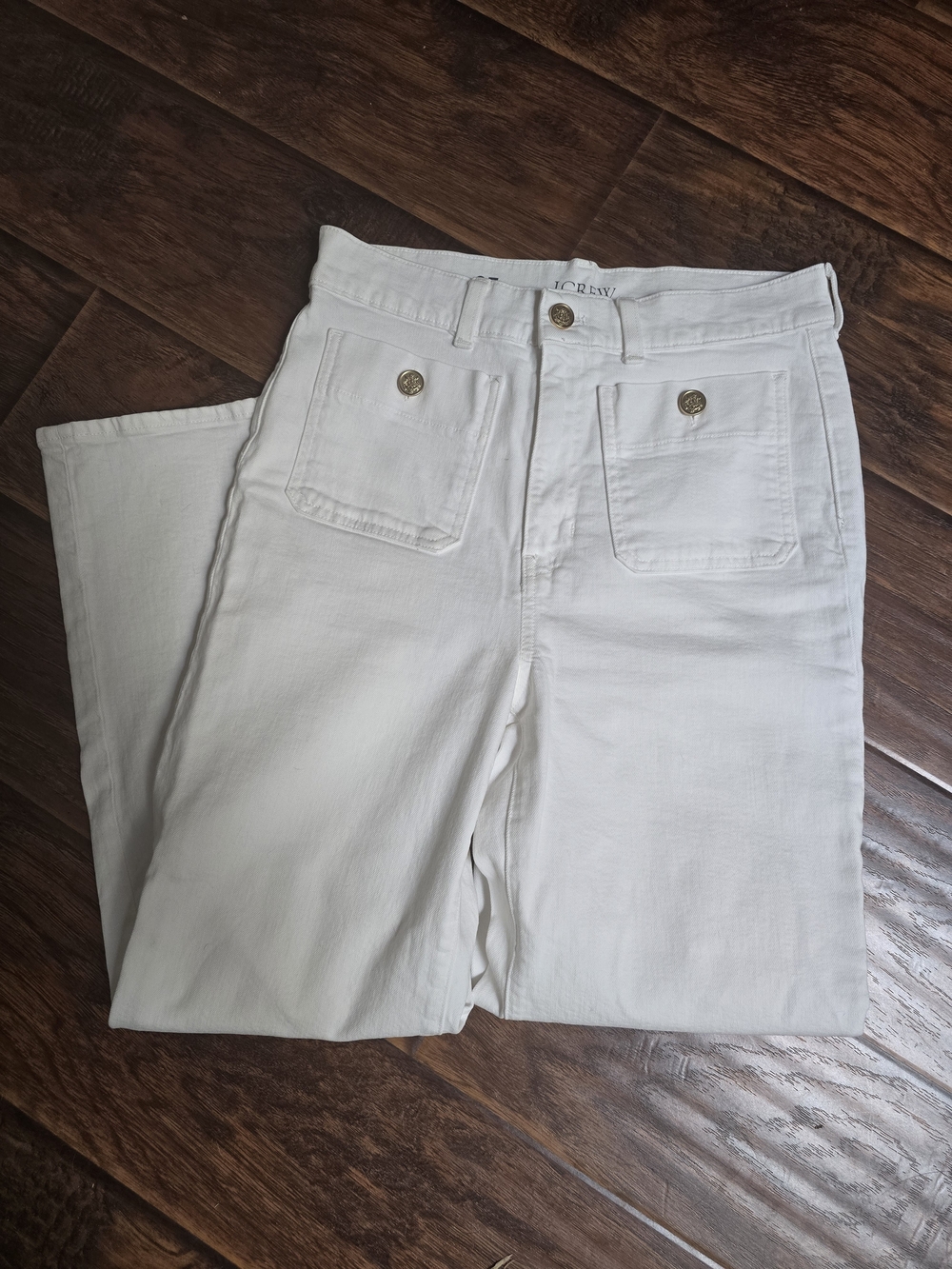 J.Crew White High-Rise Wide Leg Jeans